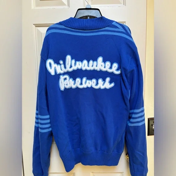 NWT! ⚾️⚾️Milwaukee Brewers Retro Sweater Cardigan⚾️⚾️.Size XXL. - Picture 10 of 13